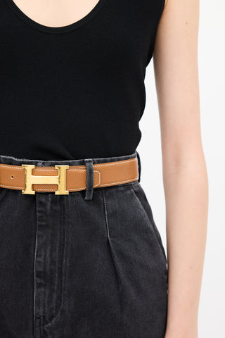 Hermès 1995 Brown Togo 
Box H Buckle Belt