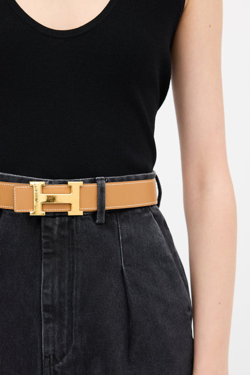 Hermès 1995 Brown Togo 
Box H Buckle Belt