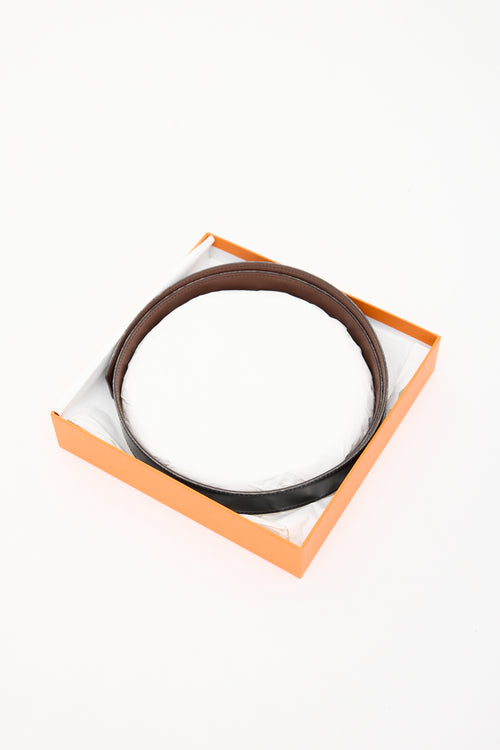 Hermès 1998 Black 
Brown Box 
Togo Belt Strap