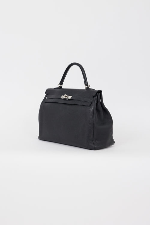 Hermès 2009 Noir Clémence Leather Kelly Retourne 35 Bag