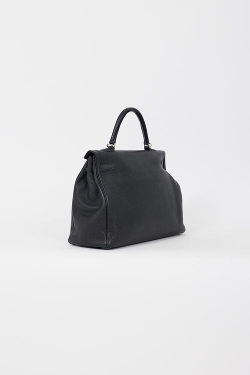 Hermès 2009 Noir Clémence Leather Kelly Retourne 35 Bag