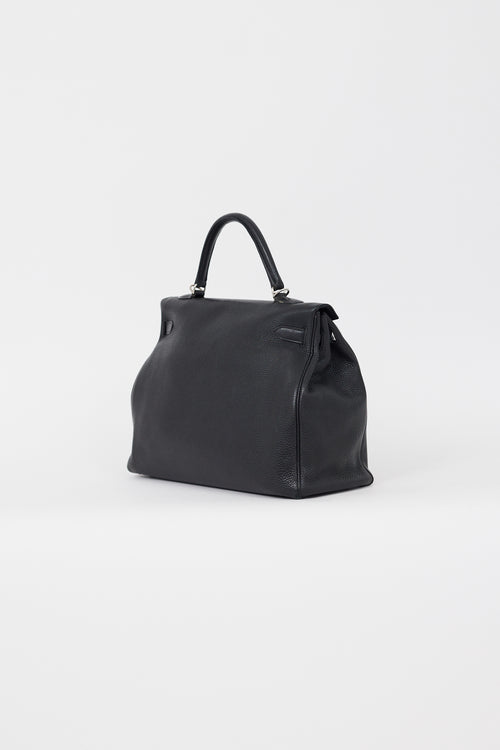 Hermès 2009 Noir Clémence Leather Kelly Retourne 35 Bag