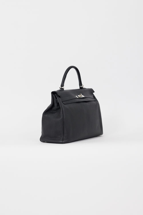 Hermès 2009 Noir Clémence Leather Kelly Retourne 35 Bag