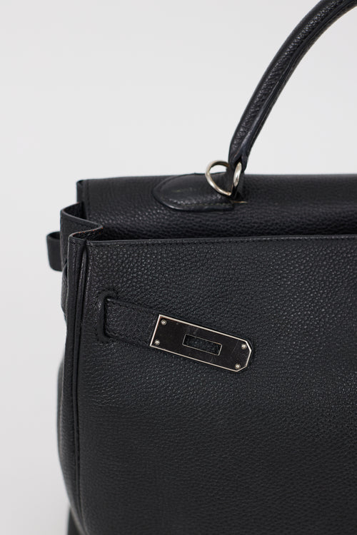 Hermès 2009 Noir Clémence Leather Kelly Retourne 35 Bag