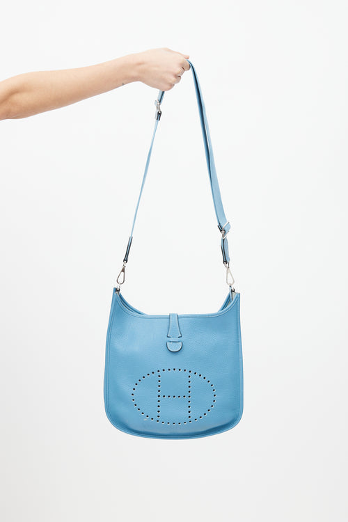 Hermès 2014 Blue Jean Clemence Evelyne II PM Bag