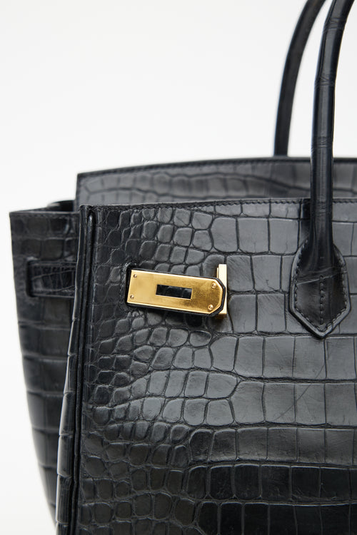 Hermès 2014 Noir Embossed Leather 
Gold Birkin 35 Bag