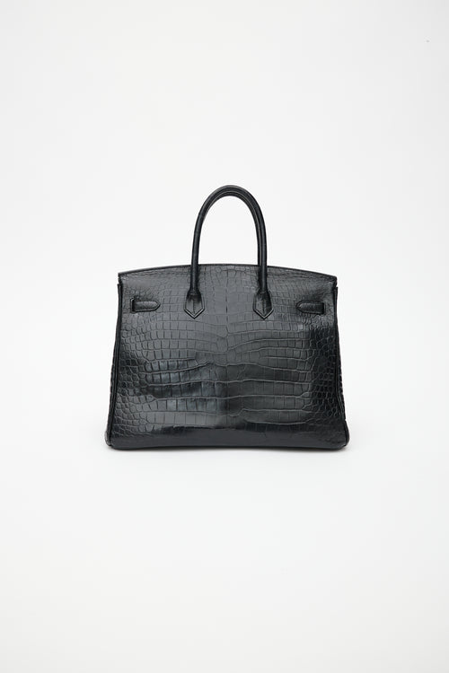 Hermès 2014 Noir Embossed Leather 
Gold Birkin 35 Bag