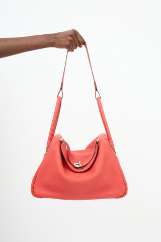 Hermès 2015 Rose Texas Clemence Lindy 34 Bag