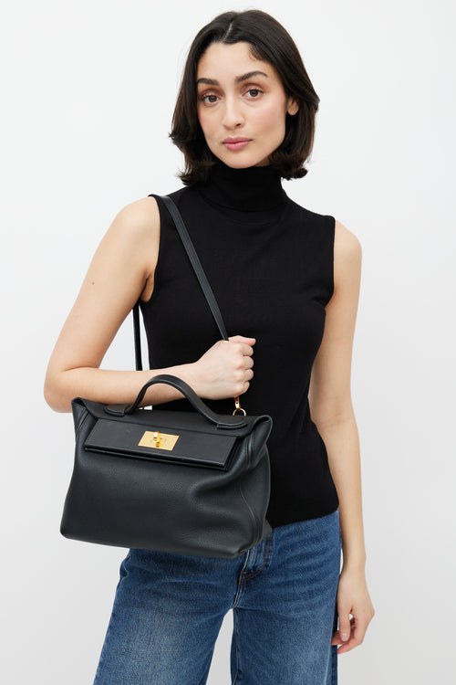 Hermès 2018 Black Maurice 
Swift Leather 24/24 Bag