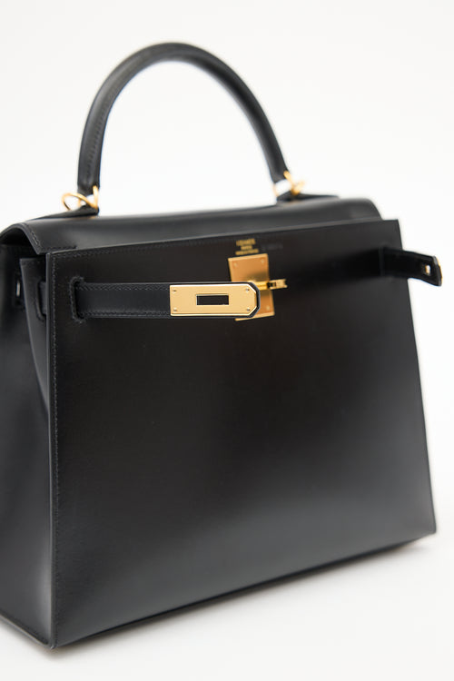 Hermès 2018 Noir Box 
Gold Kelly Sellier 28 Bag