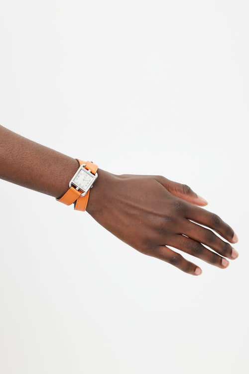 Hermès 2019 Orange H Swift 
Stainless Steel Cape Cod Watch