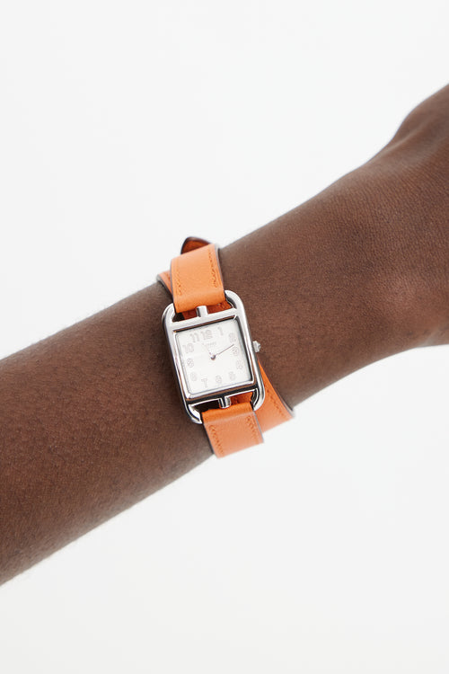 Hermès 2018 Orange H Swift 
Stainless Steel Cape Cod Watch