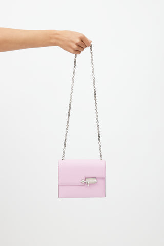 Hermès 2019 Mauve Sylvestre Chèvre Mysore Verrou Chaîne Mini Bag