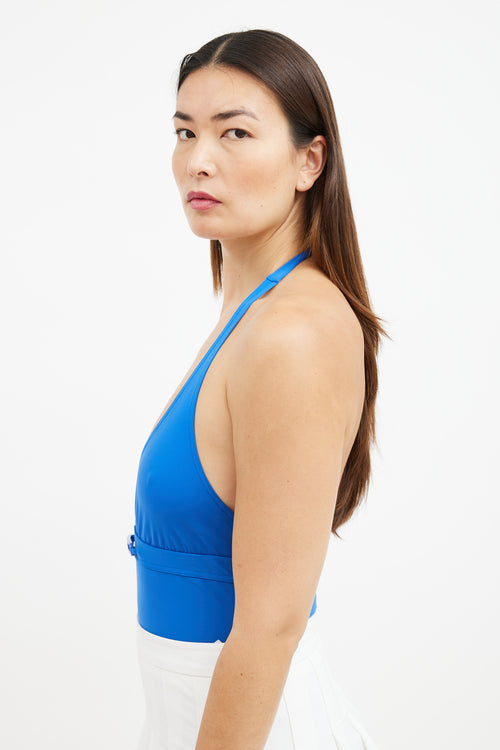 Hermès Bain Blue Halter Neck Swimsuit