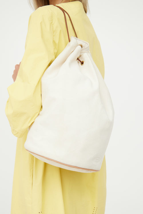 Hermes Cream Canvas Sac Polochon Backpack