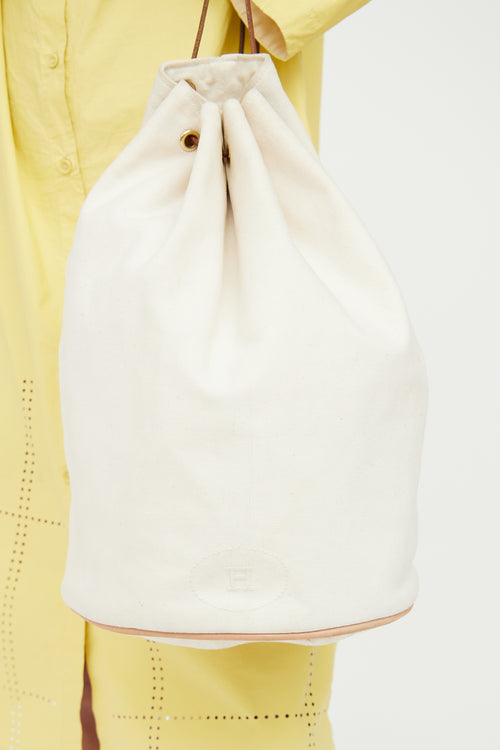 Hermes Cream Canvas Sac Polochon Backpack