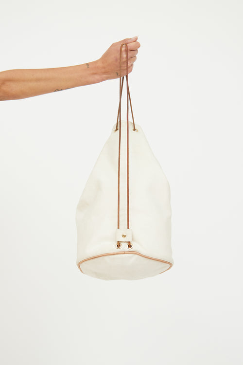 Hermes Cream Canvas Sac Polochon Backpack