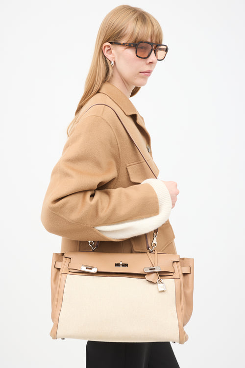 Hermès 2008 Écru Toile Canvas 
Chai Swift Leather Kelly Sellier 35 Bag