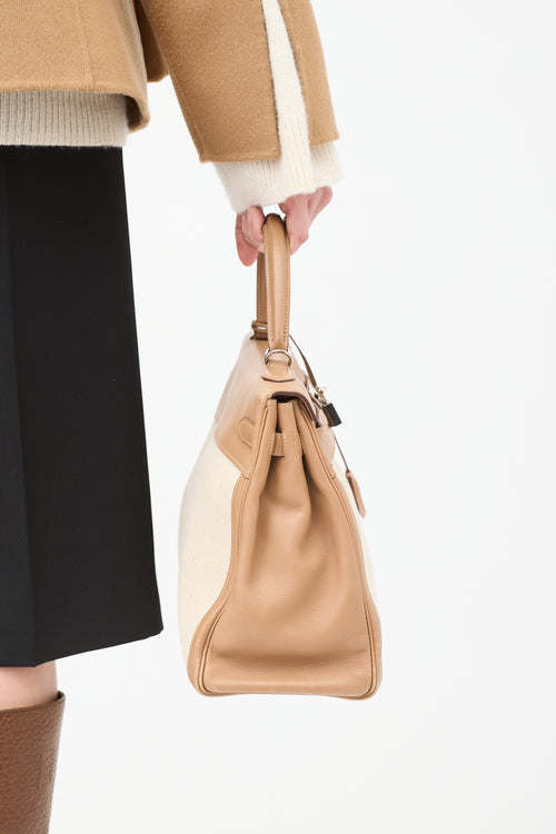 Hermès 2008 Écru Toile Canvas 
Chai Swift Leather Kelly Sellier 35 Bag