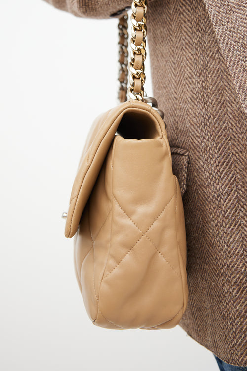 2022 Dark Beige Quilted Leather 19 Bag