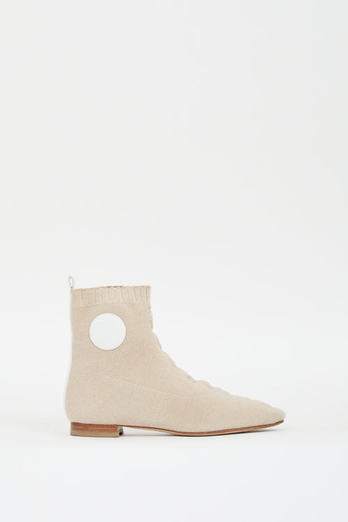 Hermès Nocciola Beige Knit Duo Ankle Boot