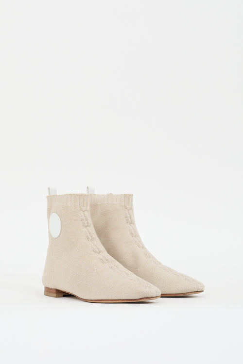 Hermès Nocciola Beige Knit Duo Ankle Boot