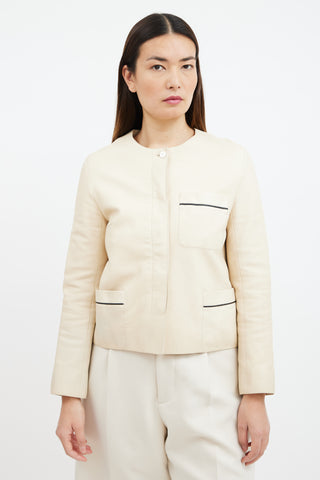 Hermès Beige Leather Three Pocket Jacket