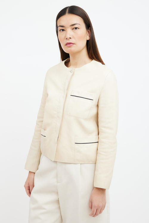 Hermès Beige Leather Three Pocket Jacket