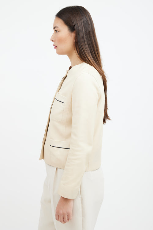 Hermès Beige Leather Three Pocket Jacket