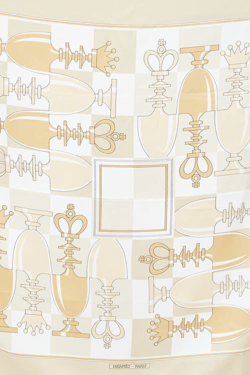 Hermès Gold 
White Echecs II/ Echiquier 90 Scarf