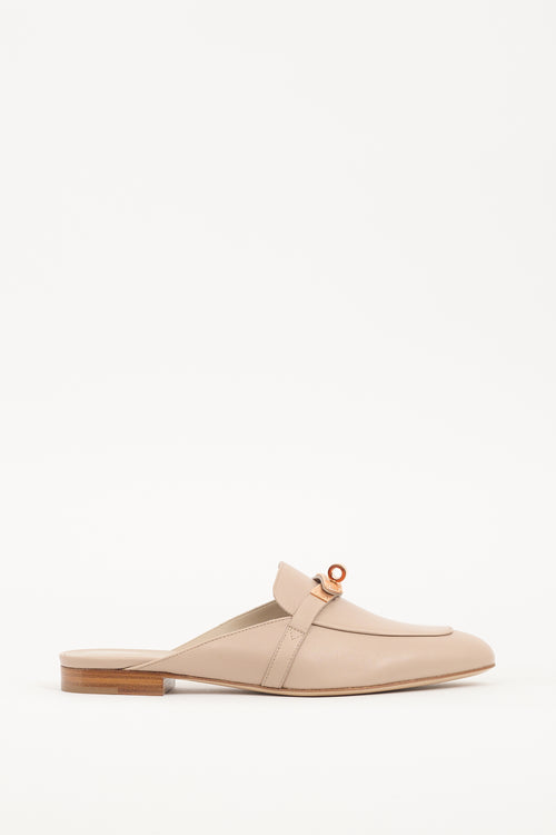 Hermès Beige Leather Oz Buckle Mule