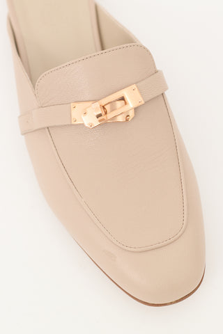 Hermès Beige Leather Oz Buckle Mule