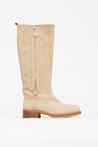 Hermès Beige Suede Riding Knee High Boot