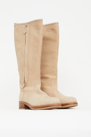 Hermès Beige Suede Riding Knee High Boot