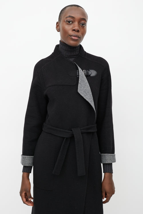 Hermès Black Belted Cashmere Buckle Coat