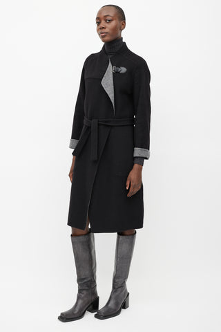 Hermès Black Belted Cashmere Buckle Coat