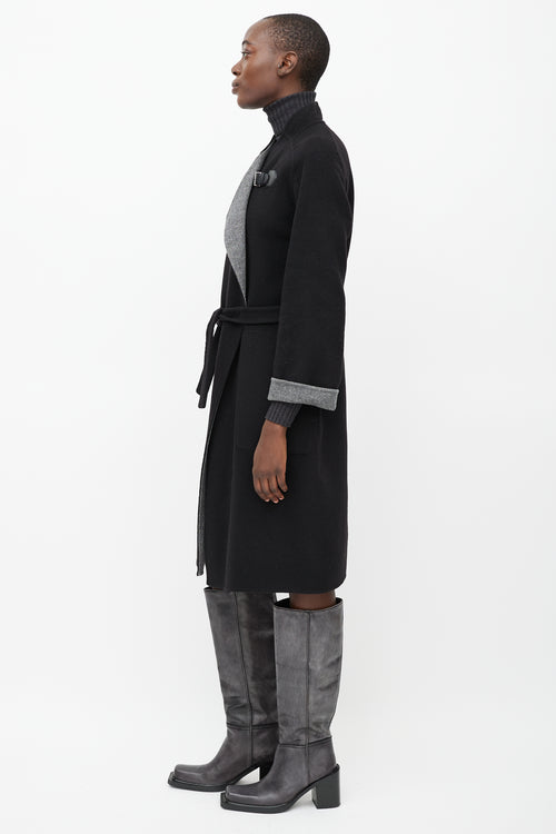 Hermès Black Belted Cashmere Buckle Coat