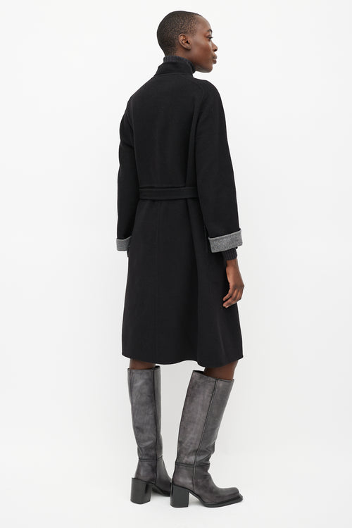 Hermès Black Belted Cashmere Buckle Coat