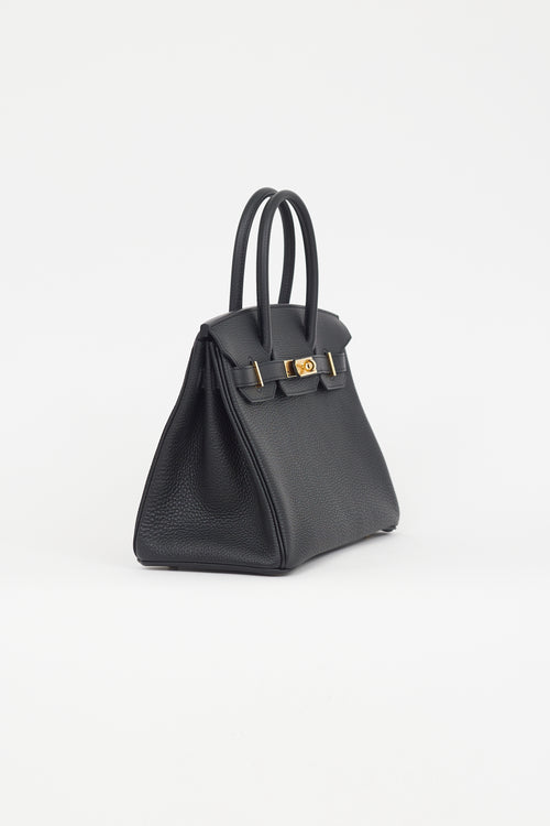 Hermès 2022 Noir Clemence Leather 
Gold Birkin 30 Bag