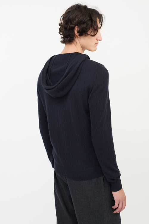 Hermès Black Cashmere 
Suede Zip Hoodie