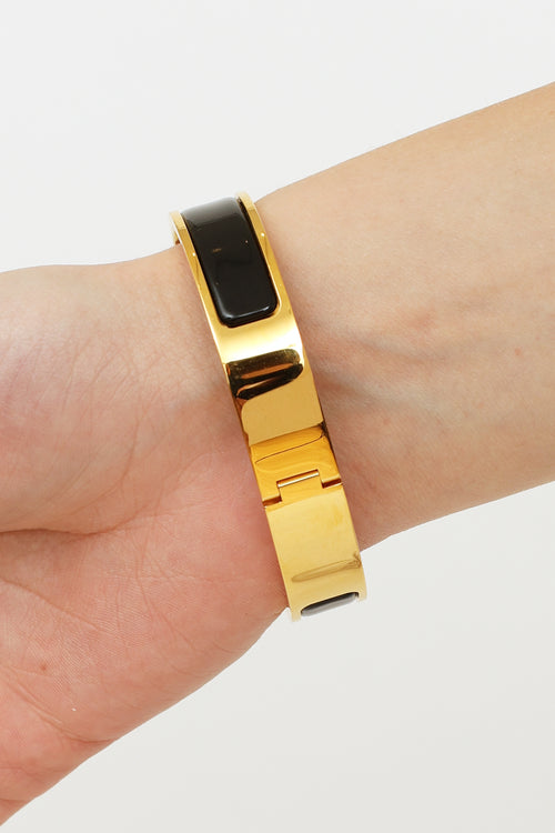 Hermes Noir Enamel Clic H Bracelet