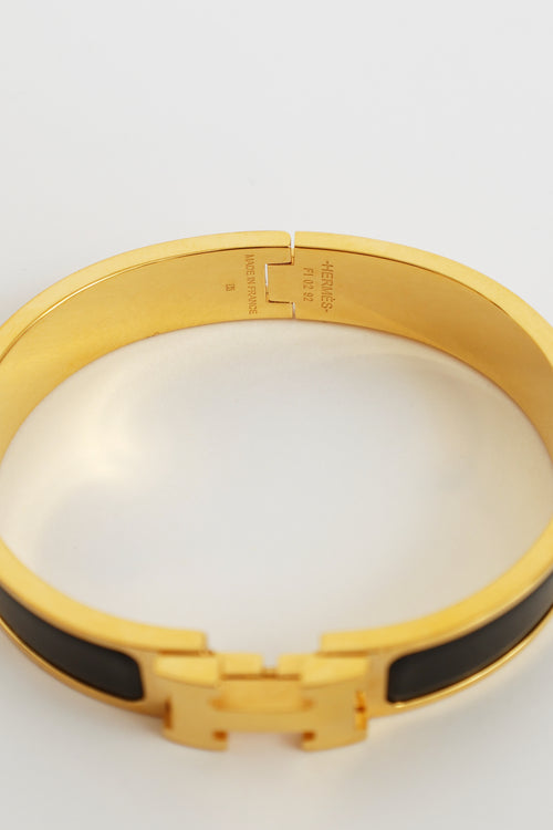 Hermes Noir Enamel Clic H Bracelet