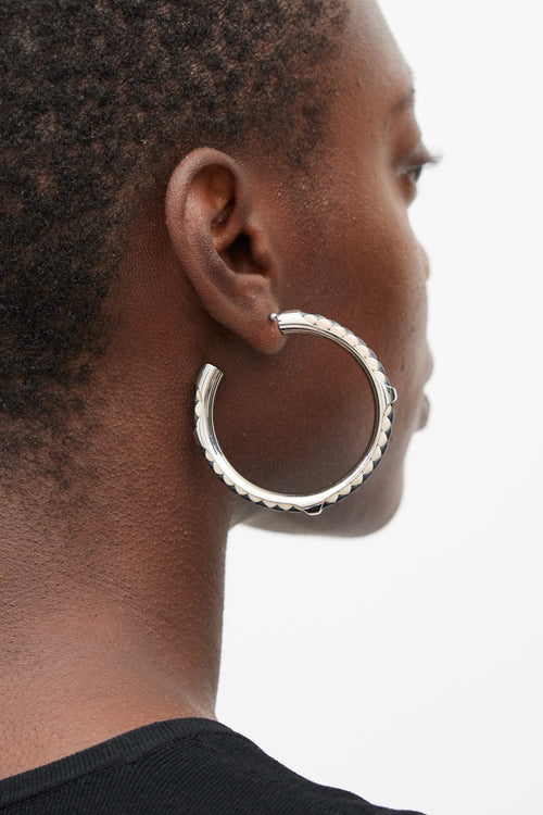 Hermès Silver 
Multicolour Kyoto Tresse Hoop Earring