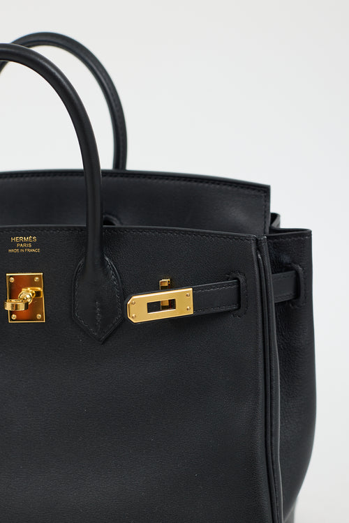 Hermès 2017 Noir Swift 
Gold Birkin 25 Bag