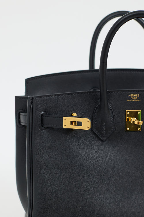 Hermès 2017 Noir Swift 
Gold Birkin 25 Bag