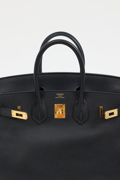 Hermès 2017 Noir Swift 
Gold Birkin 25 Bag