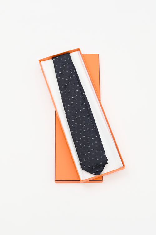 Hermès Navy 
Multi Silk H Scintillant Tie