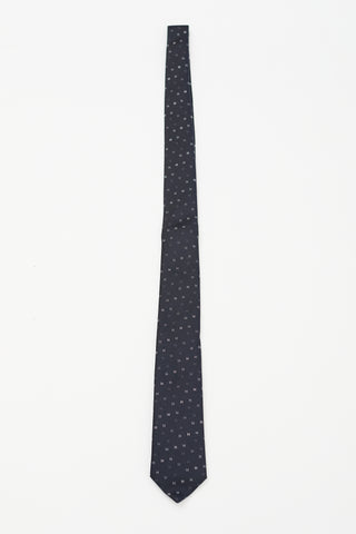 Hermès Navy 
Multi Silk H Scintillant Tie