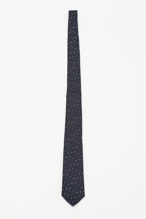 Hermès Navy 
Multi Silk H Scintillant Tie