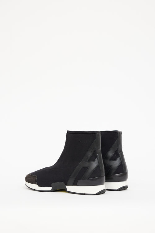 Hermès Black Knit 
Leather Sock Sneaker